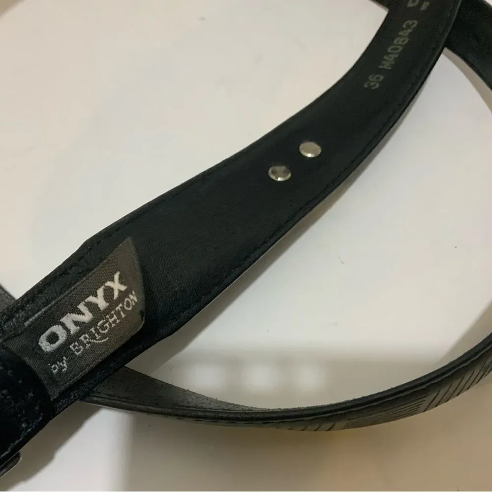 Onyx‎ Brighton Mens 36 Golf Belt  Black Leather Belt Metal Hardware